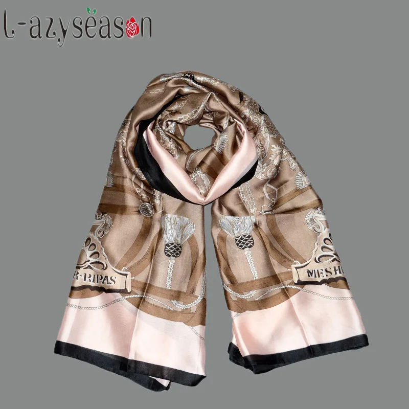 Весенний Новый брендовый женский шелковый шарф модные мягкие дышащие длинные