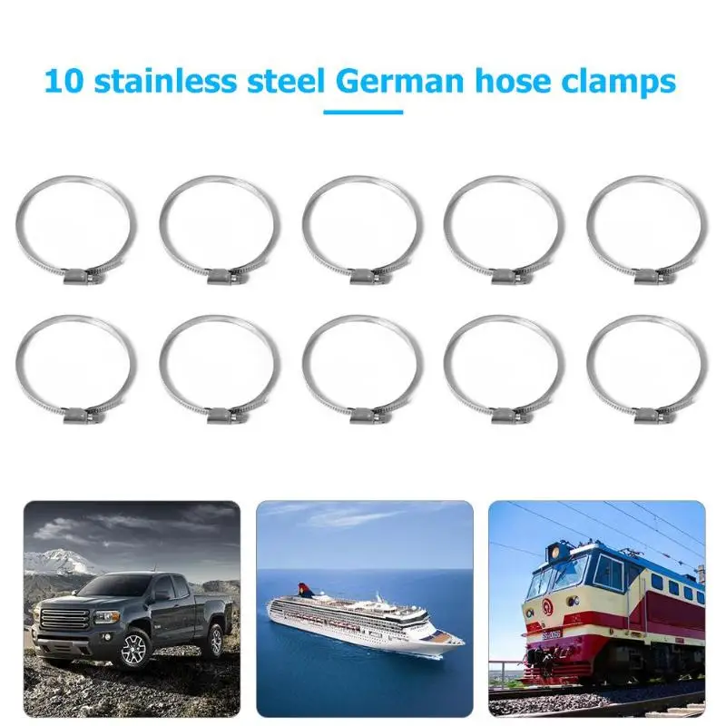 10pcs Stainless Steel Hose Clips Worm Drive Fuel Pipe Clamps 70-90mm Used In the Interface Of Oil Steam And Liquid Hoses | Автомобили и