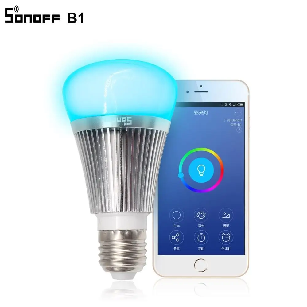 Sonoff B1 интеллектуальная wifi лампа E27 затемнения цветная светодиодная RGB Цвет Свет