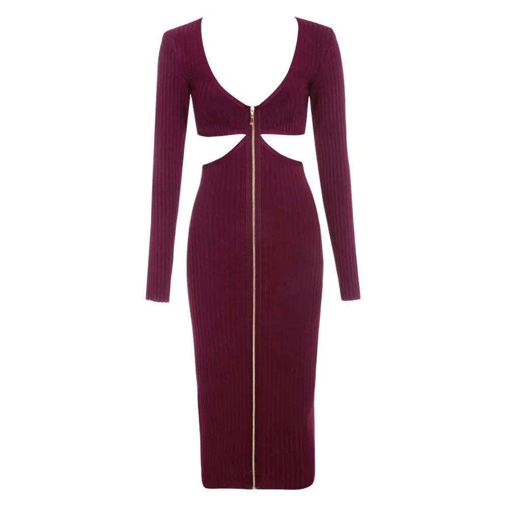 High Quality Wine Red Long Sleeve Front Zipper Rayon Bandage Dress Sexy Evening Party Dress
High Quality Wine Red Long Sleeve Front Zipper Rayon Bandage Dress Sexy Evening Party Dress