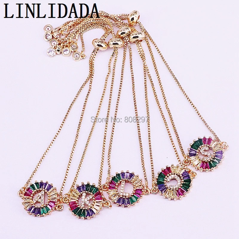 10Pcs Fashion Gold Color Charm Bracelet For Women Adjustable Micro Pave Rainbow CZ 26 Alphabet Letter Jewelry
10Pcs Fashion Gold Color Charm Bracelet For Women Adjustable Micro Pave Rainbow CZ 26 Alphabet Letter Jewelry