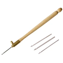 Деревянная ручка крючком крюк с 3 иглы французский вязание