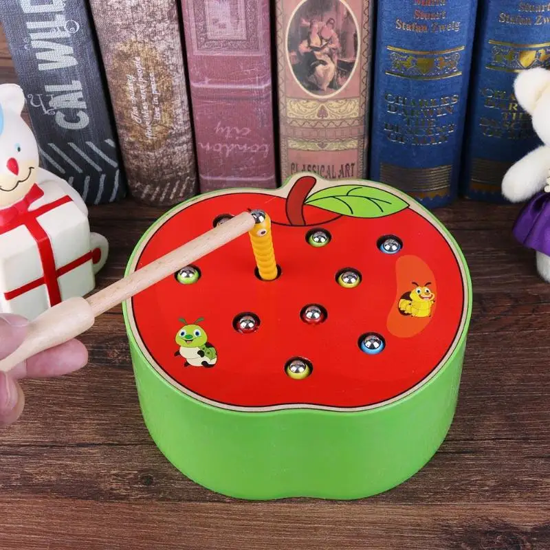 3D развивающая головоломка Apple игрушка деревянные игрушки магнитная гусеница