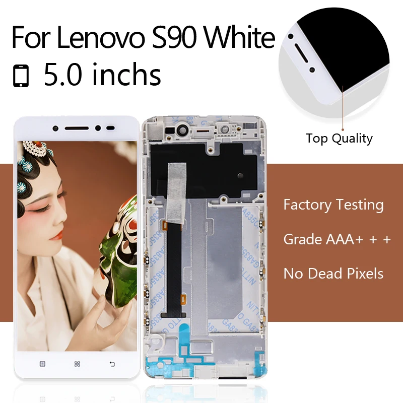 10 шт./лот для Lenovo S90 ЖК дисплей сенсорный дигитайзер в сборе с рамкой K90 T U A|Экраны