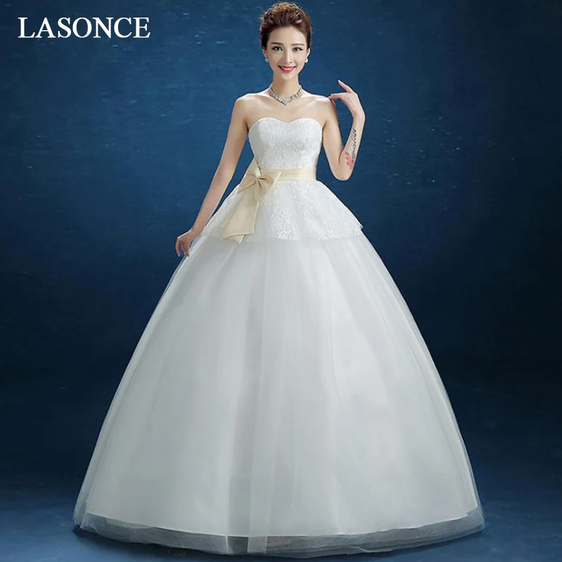LASONCE Strapless Tiered Lace Embroidery Ball Gown Wedding Dresses Off The Shoulder Bow Sash Backless Bridal Dress
LASONCE Strapless Tiered Lace Embroidery Ball Gown Wedding Dresses Off The Shoulder Bow Sash Backless Bridal Dress
