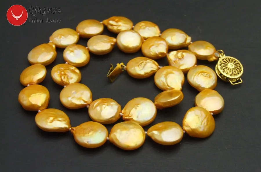 Qingmos Orange Natural Pearl Necklace for Women with 12-13mm Coin Round Freshwater Pearl Chokers Necklace Jewelry 17" nec6496
Qingmos Orange Natural Pearl Necklace for Women with 12-13mm Coin Round Freshwater Pearl Chokers Necklace Jewelry 17" nec6496