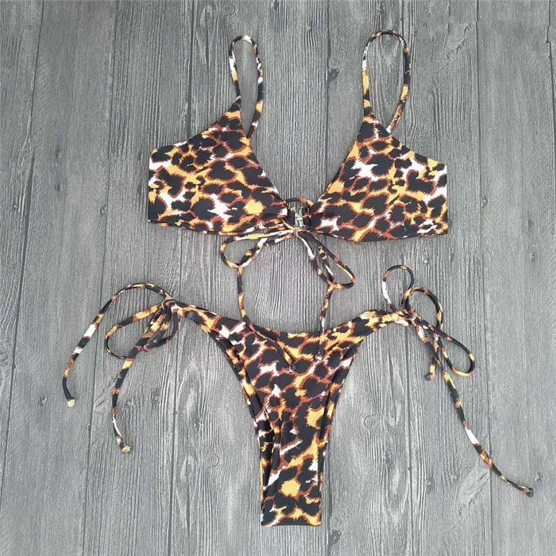 Leopard Print Bikini Sexy Bathing Suit Women Swimwear Beach Push Up Brazilian Ladies Swimsuits Two Piece | Женская одежда