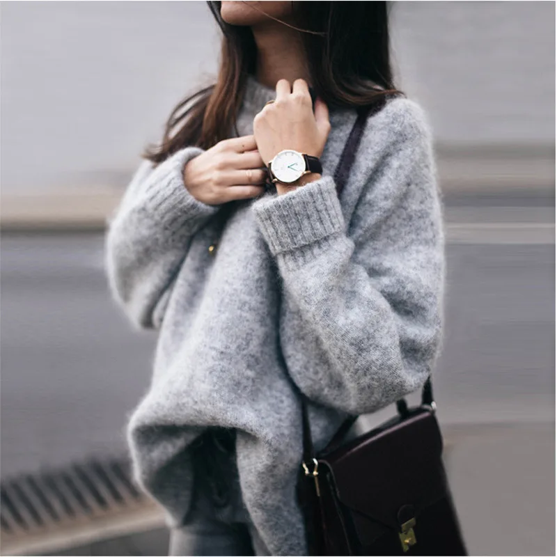 Street Fashion Mohair Pullover Knitting Turtleneck Sweater Woman Round Neck Thick Gray Winter Top Pull Femme Hiver Plus Size ey*
Street Fashion Mohair Pullover Knitting Turtleneck Sweater Woman Round Neck Thick Gray Winter Top Pull Femme Hiver Plus Size ey*