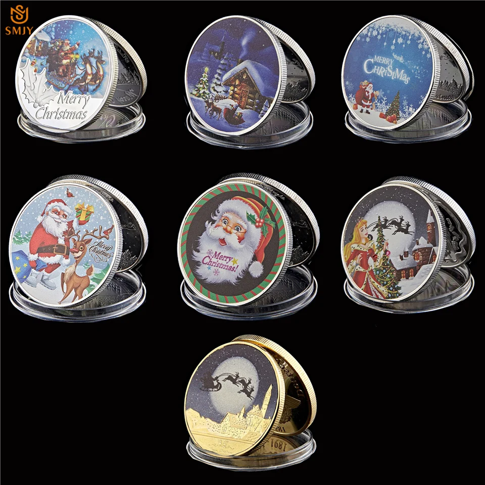 7Pcs/set 2019 European Merry Christmas Cartoon Holiday Gifts Santa Claus And Elk Silver/Gold Christmas Souvenir Coins Set Value
7Pcs/set 2019 European Merry Christmas Cartoon Holiday Gifts Santa Claus And Elk Silver/Gold Christmas Souvenir Coins Set Value