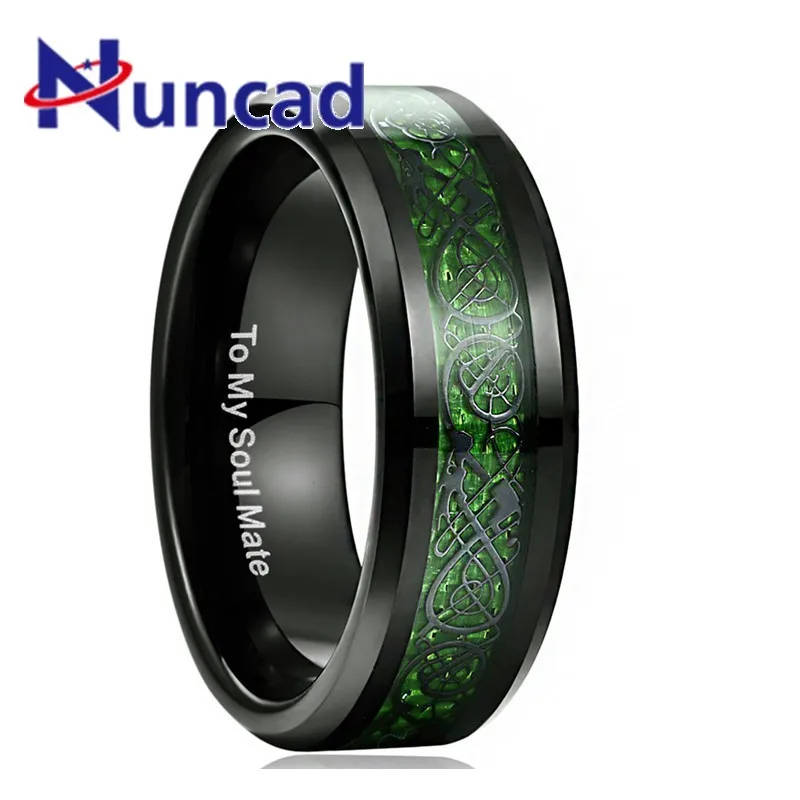 2019 New 100% Tungsten Steel Ring For Men Carbon Fiber Green Dragon Men Rings TO MY SOUL MATE Couple Gift Rings Wedding Jewelry
2019 New 100% Tungsten Steel Ring For Men Carbon Fiber Green Dragon Men Rings TO MY SOUL MATE Couple Gift Rings Wedding Jewelry