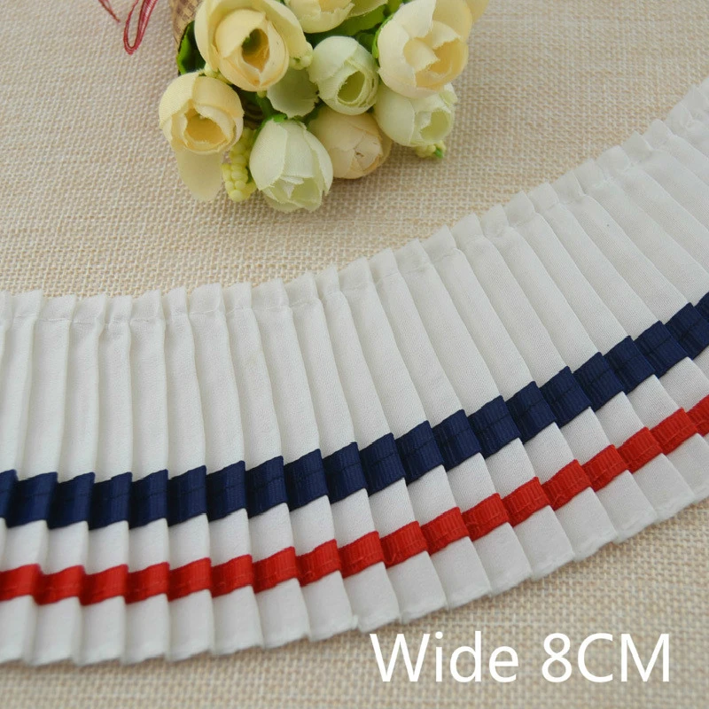 College Style Blue Red Striped Organ Pleated Chiffon Tulle Lace Applique Neckline Dress Edge Trim DIY Sewing Ribbon Supplies
College Style Blue Red Striped Organ Pleated Chiffon Tulle Lace Applique Neckline Dress Edge Trim DIY Sewing Ribbon Supplies