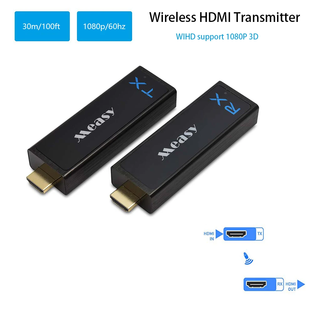 measy W2H NANO Wireless HD Transmitter and Receiver HD Extender up to 30M/100Ft support 1080P 3D to Projector HDTV Monitor
measy W2H NANO Wireless HD Transmitter and Receiver HD Extender up to 30M/100Ft support 1080P 3D to Projector HDTV Monitor