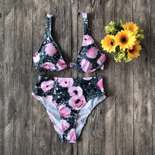 Summer New Stylish Women Bikini Set Floral Push-up Padded Bra Bandage Swimsuit Triangle Swimwear Bathing | Спорт и развлечения