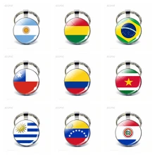 South America Countries Flag Keychain Brazil Argentina Chile Peru Colombia Flag Metal Key Chain Tourist Countries Souvenir Gifts
