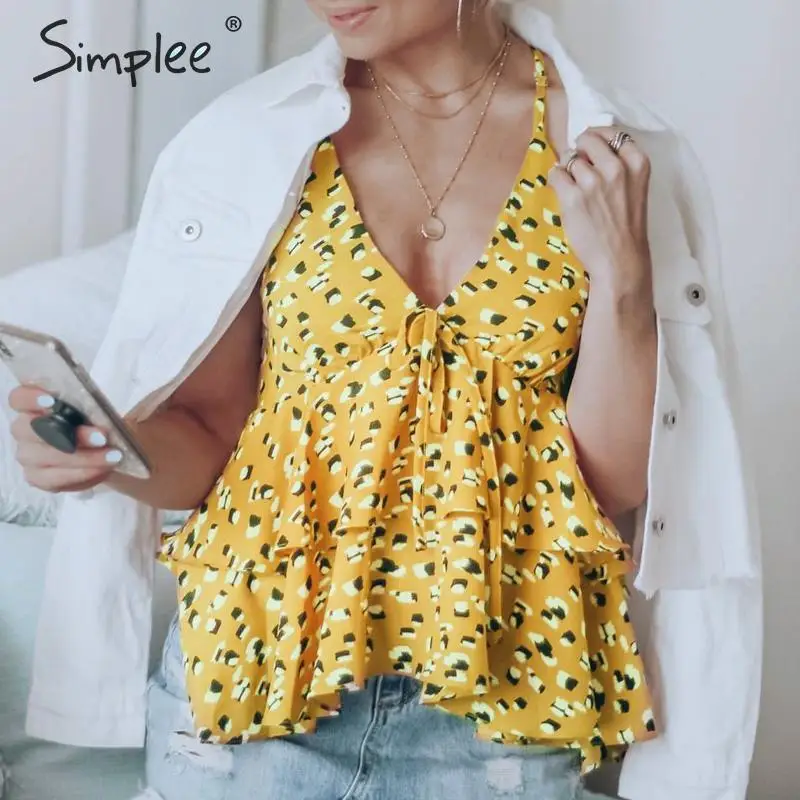 Simplee пикантная Женская сорочка с леопардовым принтом и v образным вырезом на