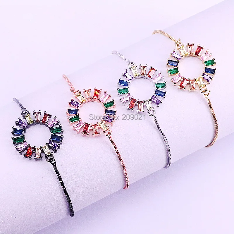 10Pcs New Fashion micro pave rainbow Cubic Zirconia charm Round Circle Bracelet For Women Adjustable CZ Jewelry Gift
10Pcs New Fashion micro pave rainbow Cubic Zirconia charm Round Circle Bracelet For Women Adjustable CZ Jewelry Gift