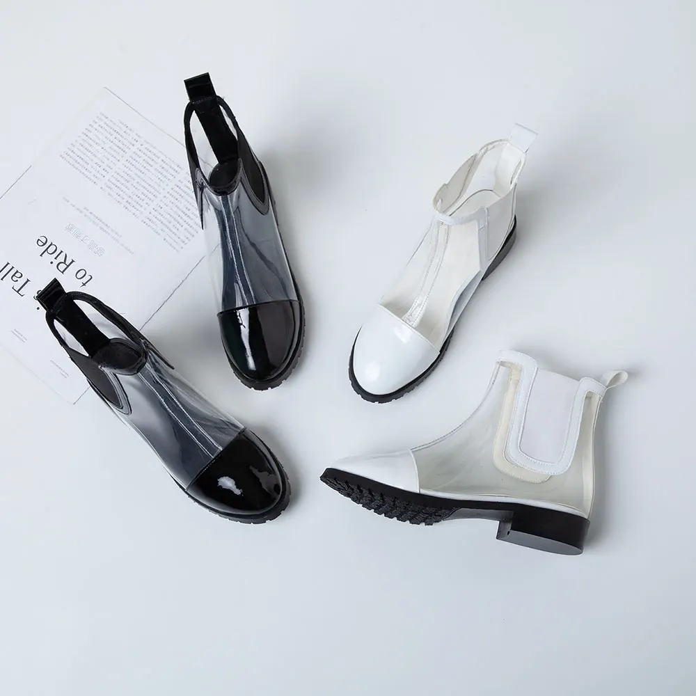 Sgesvier Hot new women PVC ankle boots round toe thick heel transparent women boots clear low heels summer rain shoes B851
Sgesvier Hot new women PVC ankle boots round toe thick heel transparent women boots clear low heels summer rain shoes B851