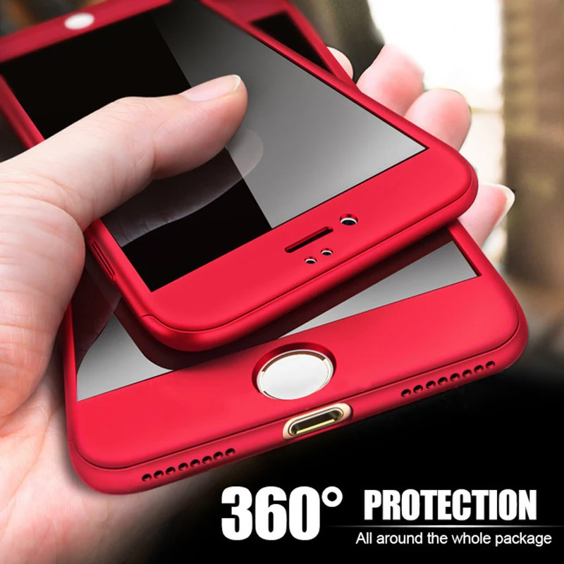 6 7 8 чехол для iPhone X XS MAX XR полная защита телефона 5 5S SE 6s Plus 360 с защитным стеклом