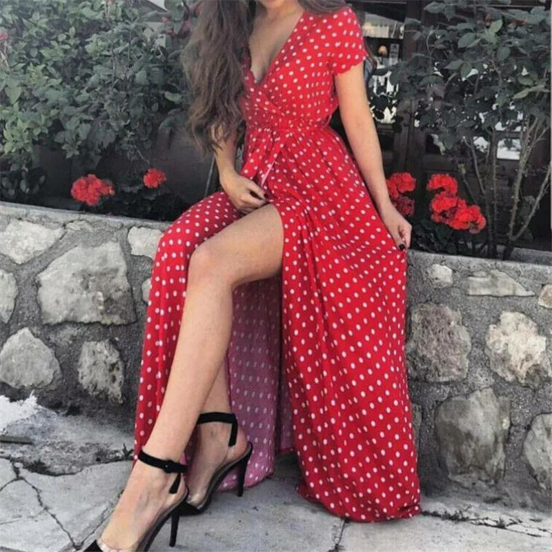 Summer Dress For Women Polka Dot Printed Chiffon Short Sleeve Dress 2019 Sexy V-neck Dresses Casual Party Boho Long Maxi Dresses
Summer Dress For Women Polka Dot Printed Chiffon Short Sleeve Dress 2019 Sexy V-neck Dresses Casual Party Boho Long Maxi Dresses