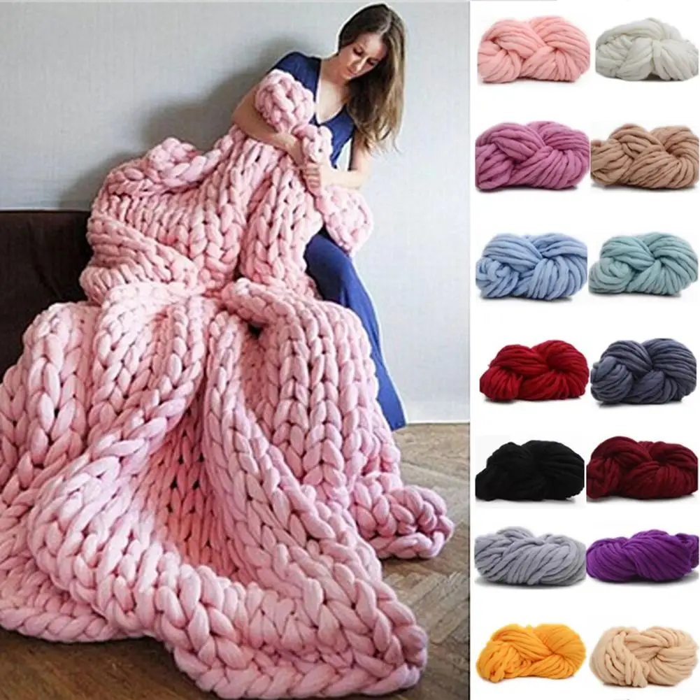 250 г модные супер громоздкие DIY ручное вязание одеяло шапки теплая гигантская