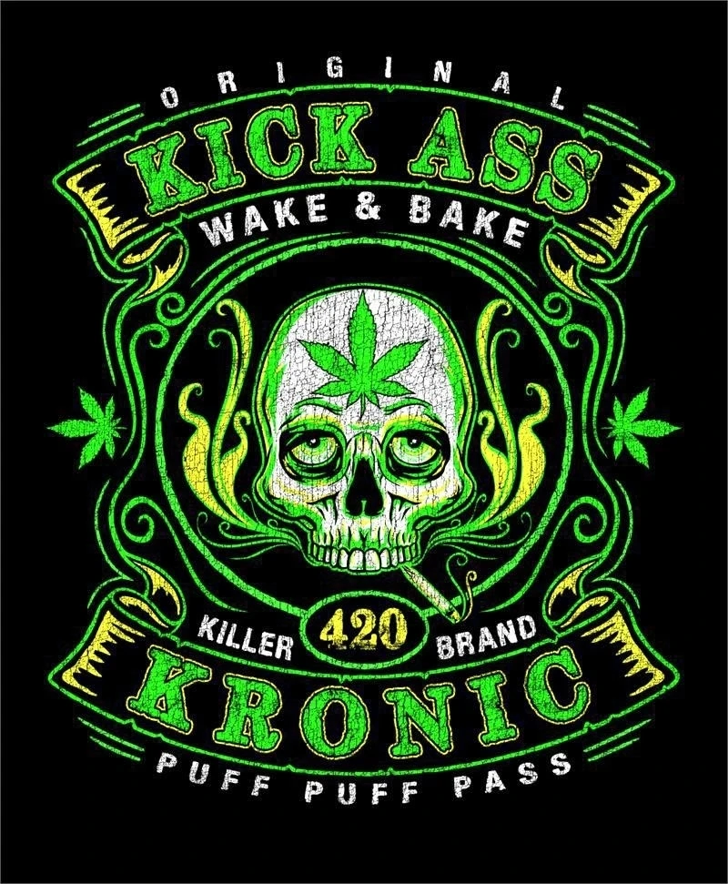 KRONIC KICK Марихуана 420 футболка с черепом Размер L для взрослых TJB32 футболка|Мужские