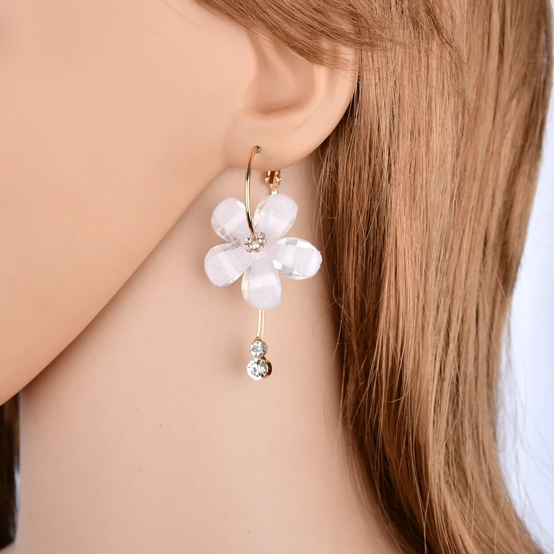 Women's Fashion Flowers Long Tassel Crystal Rhinestone Drop Dangle Earrings | Украшения и аксессуары