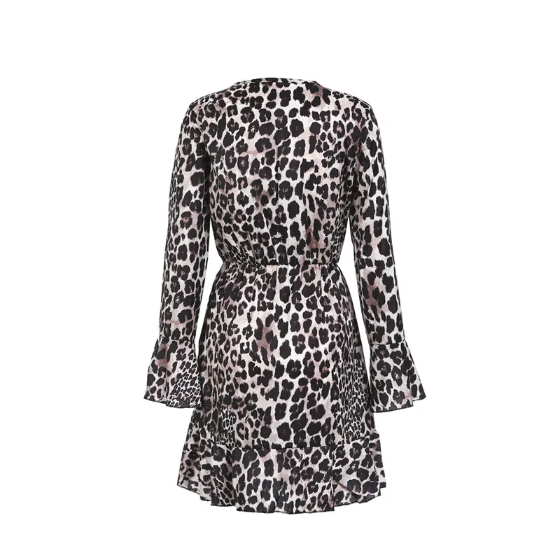 Women Long Sleeve Snake Print Leopard Print Mini Dress Autumn Summer Sexy V Neck Party Clubwear Dress Casual Ruffled Dresses
Women Long Sleeve Snake Print Leopard Print Mini Dress Autumn Summer Sexy V Neck Party Clubwear Dress Casual Ruffled Dresses
