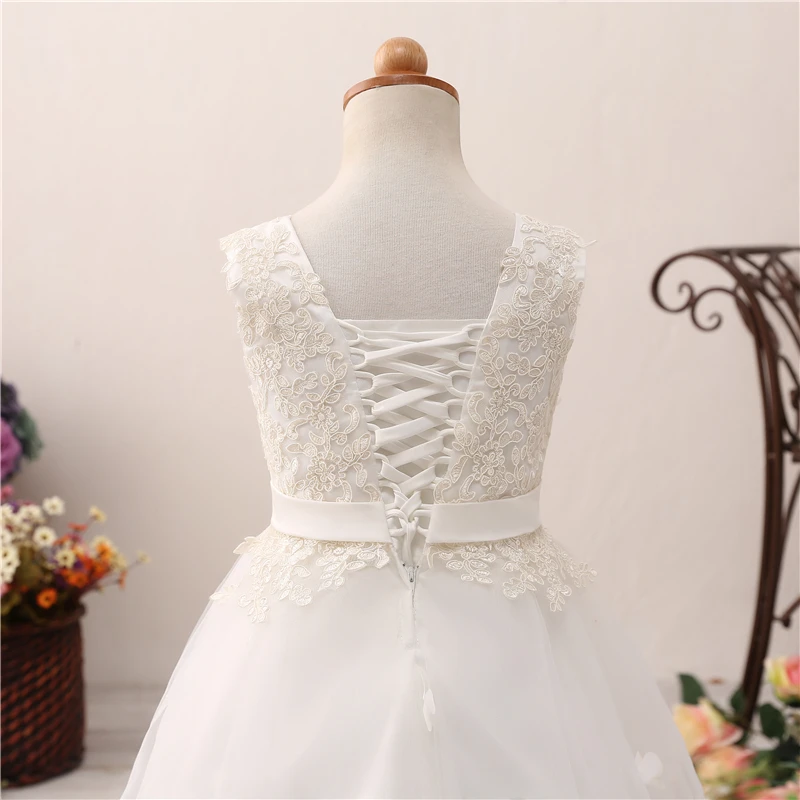 White/Ivory Lace Flower Girls Dresses 2020 Floor Length Robe Mariage Enfant Custom Made Kids Wedding Party Dress Online | Свадьбы и