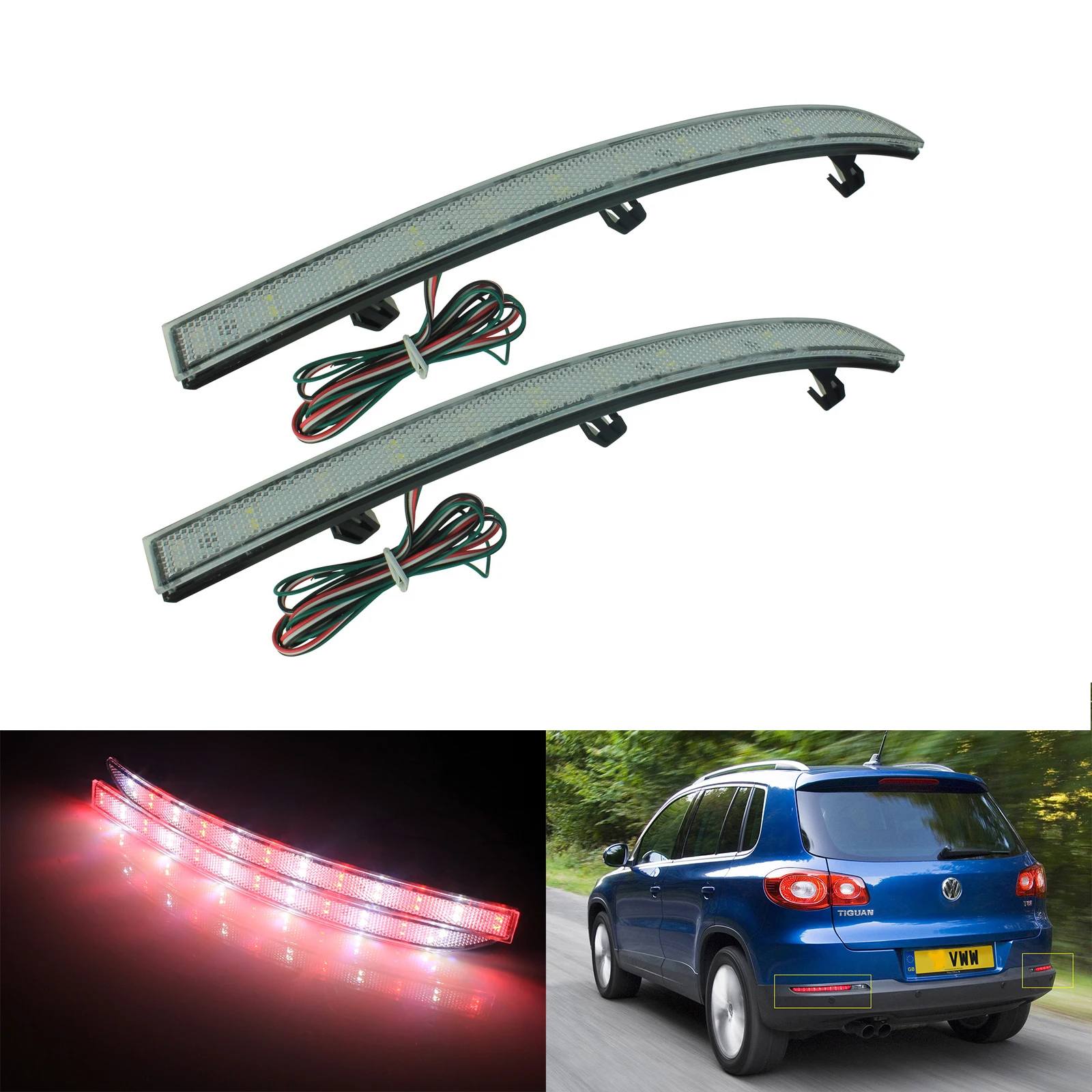 ANGRONG 2x LED Rear Bumper Reflector Tail Reverse Light Clear Lens For VW Tiguan 5N 08-15
ANGRONG 2x LED Rear Bumper Reflector Tail Reverse Light Clear Lens For VW Tiguan 5N 08-15