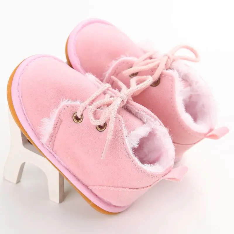 Зимние ботинки для новорожденных теплые на меху маленьких девочек и мальчиков