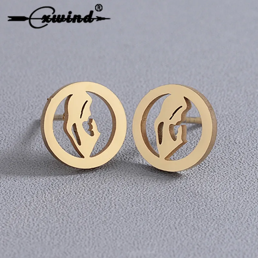 Cxwind Cute Design Stainless Steel Round Stud Earrings Cut Out Girls Shaped Earring For Women Fashion Style Ear Jewelry Gifts
Cxwind Cute Design Stainless Steel Round Stud Earrings Cut Out Girls Shaped Earring For Women Fashion Style Ear Jewelry Gifts