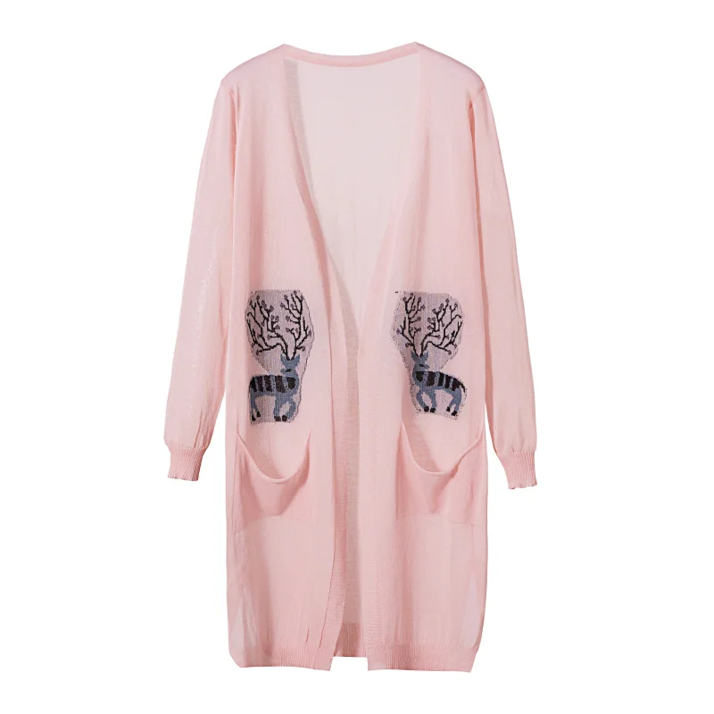 Animal Printed Long Cardigan Women Summer 2019 Korean Casual Pockets Sun-proof Ice Silk Lantern Sleeve Knitted Cardigan feminino
Animal Printed Long Cardigan Women Summer 2019 Korean Casual Pockets Sun-proof Ice Silk Lantern Sleeve Knitted Cardigan feminino