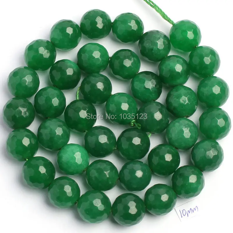 

10mm Pretty Green Jades Faceted Round Shape DIY Loose Beads Strand 15" Jewelry Making w1661