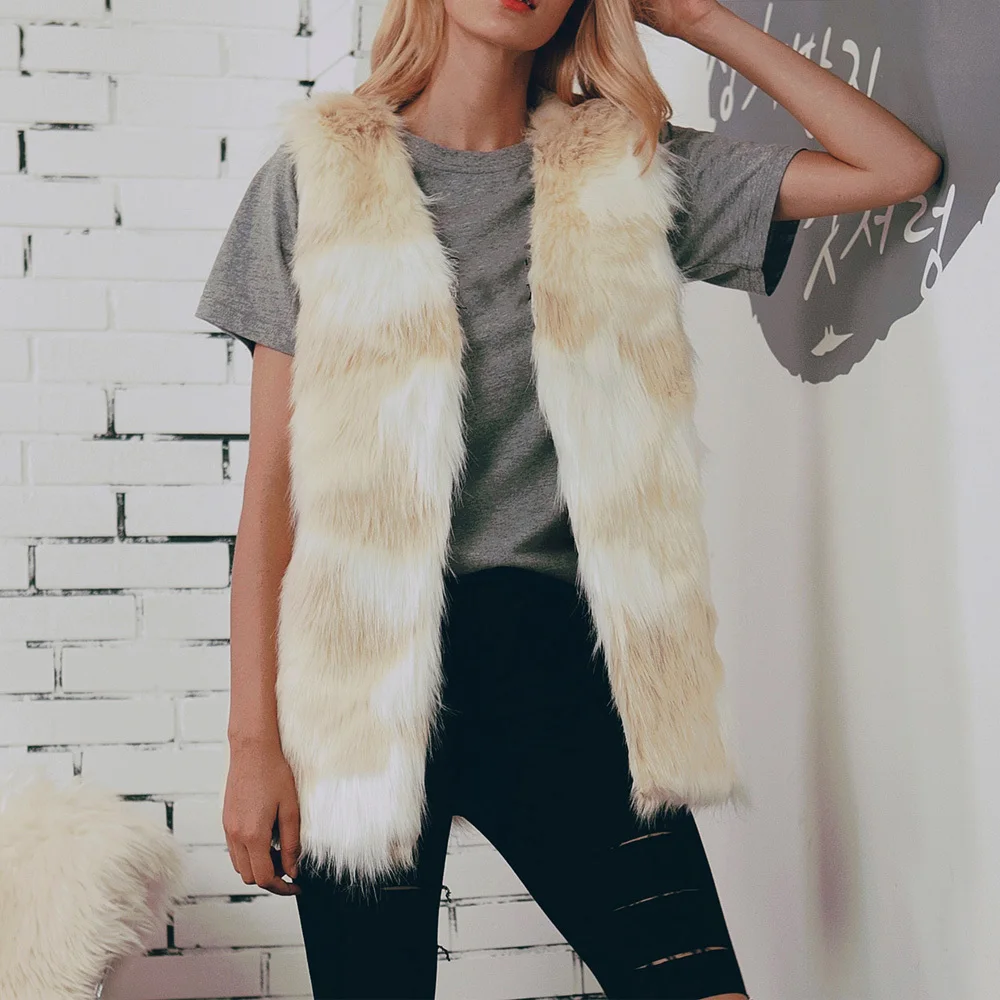 Women Faux Fur Coat Autumn Winter Fluffy Warm Sleeveless Female Outerwear Casual Long Hairy Jacket Women's Vest Waistcoat
Women Faux Fur Coat Autumn Winter Fluffy Warm Sleeveless Female Outerwear Casual Long Hairy Jacket Women's Vest Waistcoat
