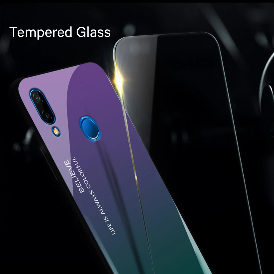 Чехол для Huawei Mate 20 Pro P9 P10 P20 Plus роскошный градиентный чехол из закаленного стекла