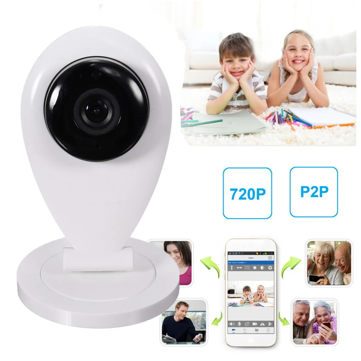 Home Security IP Camera Wi-Fi Wireless Mini Network Camera Surveillance Wifi 720P Night Vision CCTV Camera Baby Monitor
Home Security IP Camera Wi-Fi Wireless Mini Network Camera Surveillance Wifi 720P Night Vision CCTV Camera Baby Monitor