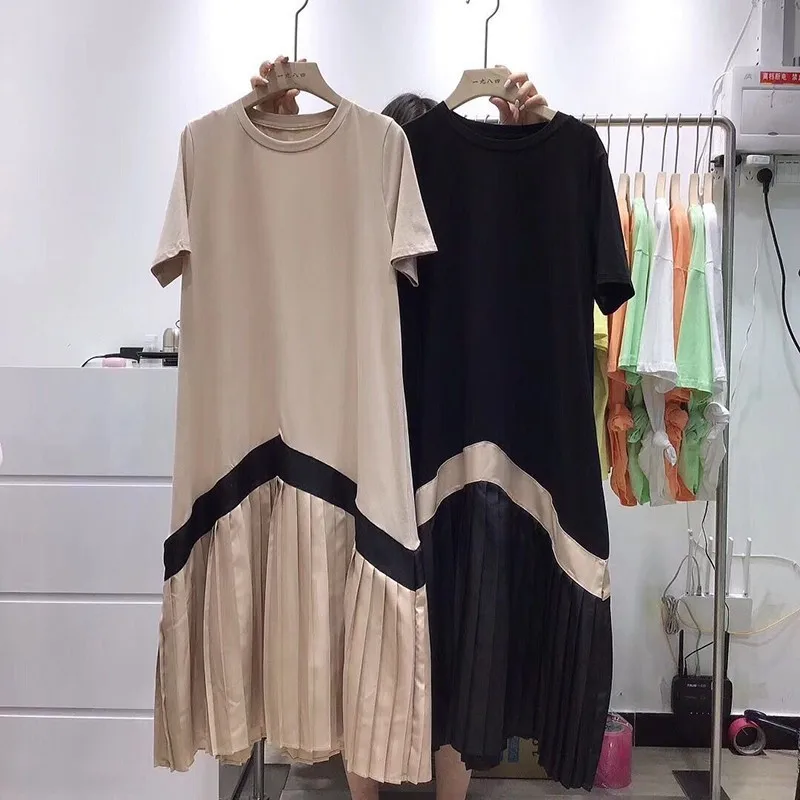 CHICEVER Summer Solid Patchwork Striepd Women Dress O Neck Short Sleeve Loose Big Size Mdi Calf Pleated Dresses 2020 Fashion New
CHICEVER Summer Solid Patchwork Striepd Women Dress O Neck Short Sleeve Loose Big Size Mdi Calf Pleated Dresses 2020 Fashion New