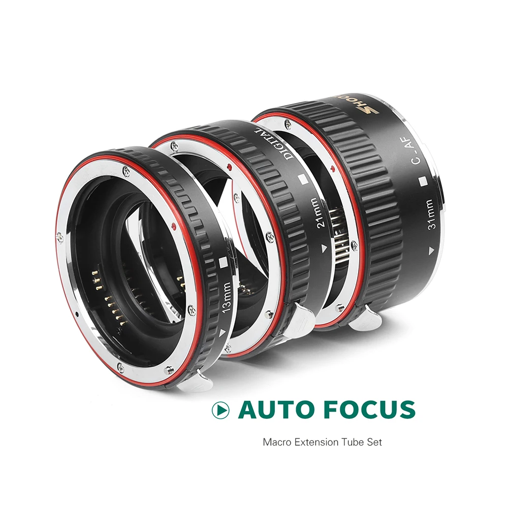 SHOOT XT-364 13/21/31mm Auto Focus Macro Extension Tube Adapter Ring Set for Canon EF/EF-S Lens EOS DSLR Camera600D 550D 200D
SHOOT XT-364 13/21/31mm Auto Focus Macro Extension Tube Adapter Ring Set for Canon EF/EF-S Lens EOS DSLR Camera600D 550D 200D