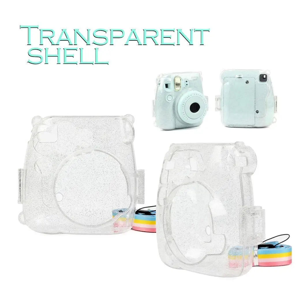 Transparent Shell Glitter Protective Case For Fuji Mini instant cameras 8/8+/9 Instant Cameras | Электроника