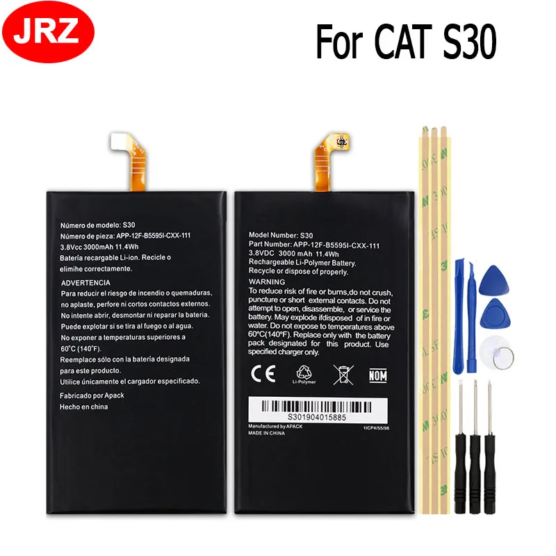 JRZ для CAT S30 мобильный телефон аккумулятор для CAT S30 3000 мАч Высокая емкость 3,8 в высококачественные сменные батареи с набором инструментов
JRZ для CAT S30 мобильный телефон аккумулятор для CAT S30 3000 мАч Высокая емкость 3,8 в высококачественные сменные батареи с набором инструментов