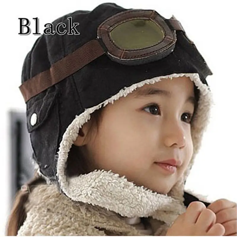 Модная крутая детская зимняя теплая шапка для Мальчиков Шапка-бини Авиатор