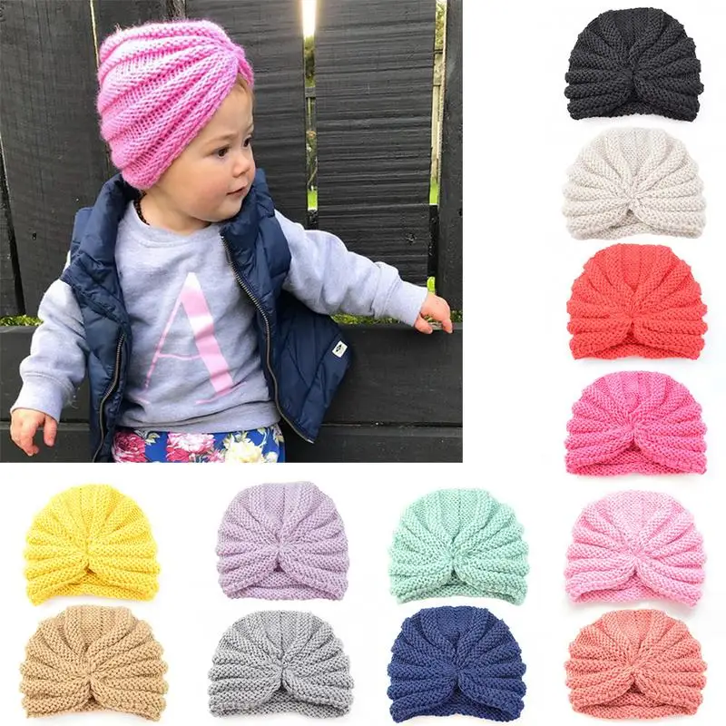 Модные зимние шляпы для девочек Карамельный цвет Вязанная Beanie Hat Baby шапка Fotografia