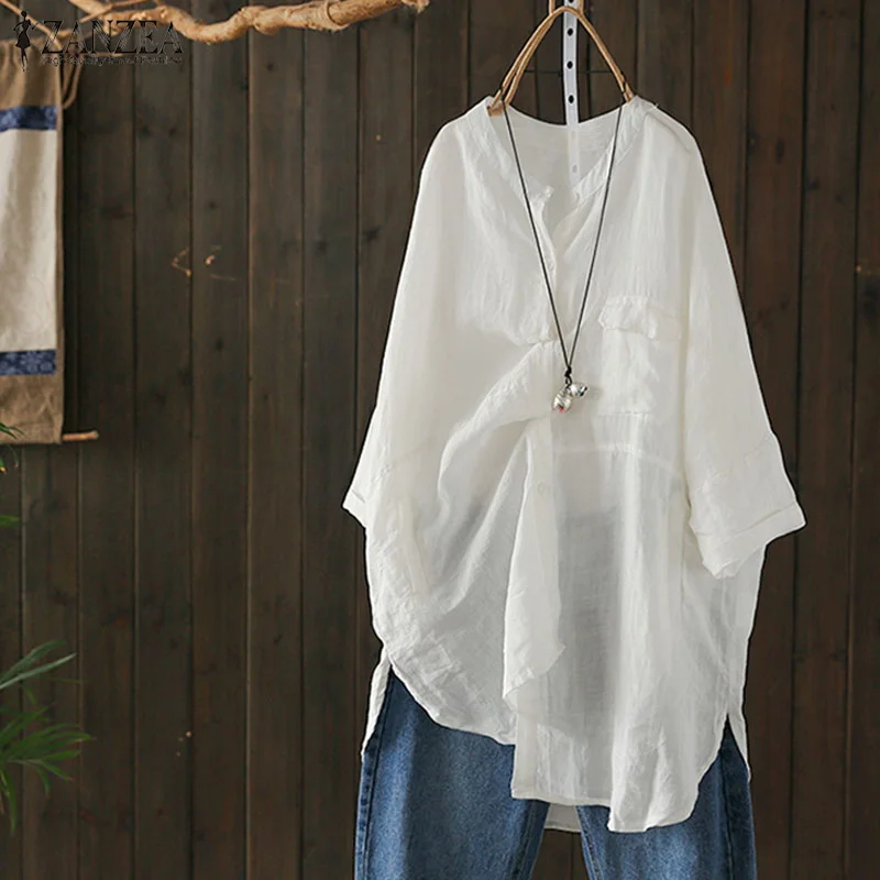 ZANZEA 2021 Spring Women Blouse Casual Long Sleeve Cotton Linen Solid Blusas Vintage Buttons Shirt Ladies Loose Top Plus Size
ZANZEA 2021 Spring Women Blouse Casual Long Sleeve Cotton Linen Solid Blusas Vintage Buttons Shirt Ladies Loose Top Plus Size