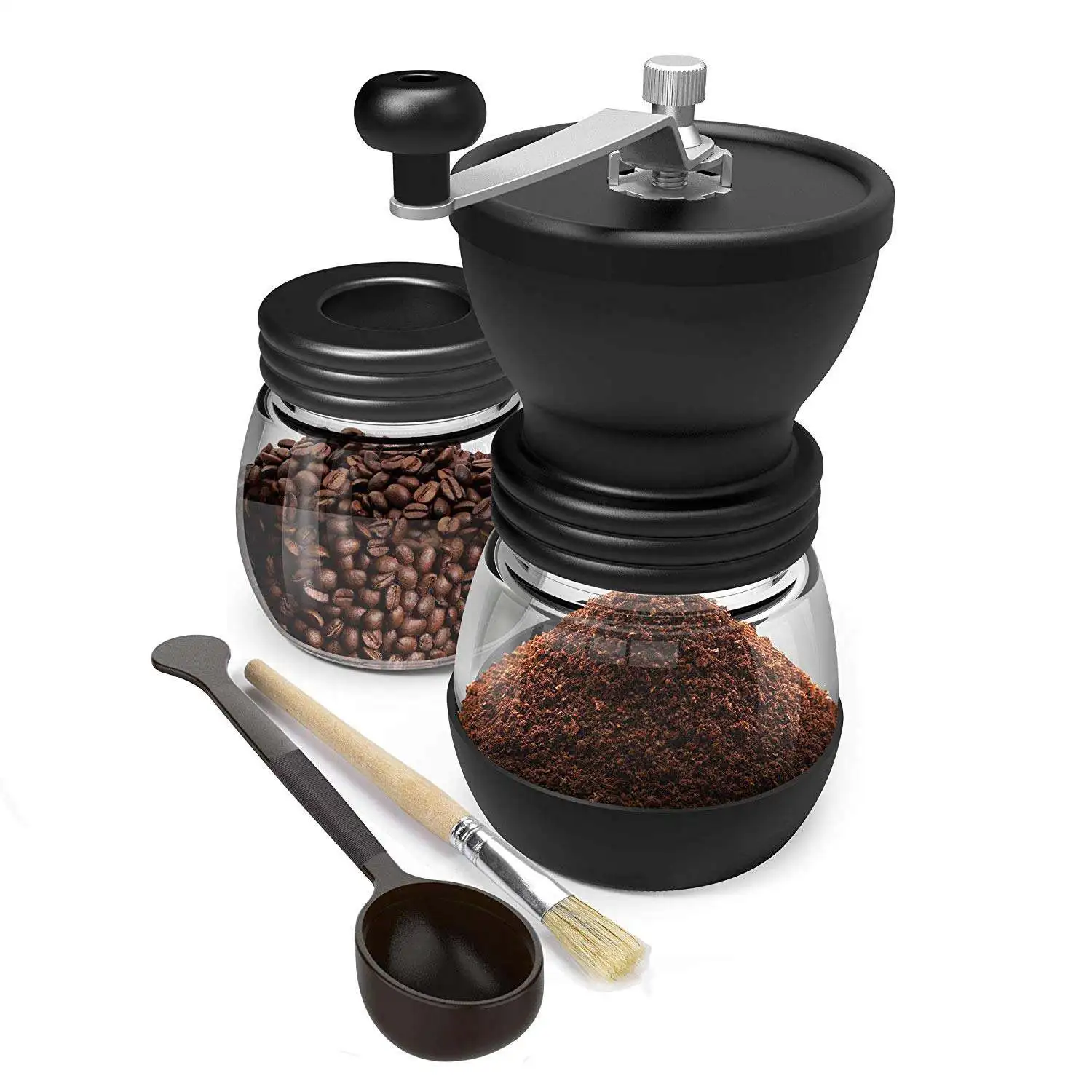 LUDA Manual Coffee Grinder With Ceramic Burrs, Hand Coffee Mill With Two Glass Jars Brush And Tablespoon Scoop
LUDA Manual Coffee Grinder With Ceramic Burrs, Hand Coffee Mill With Two Glass Jars Brush And Tablespoon Scoop