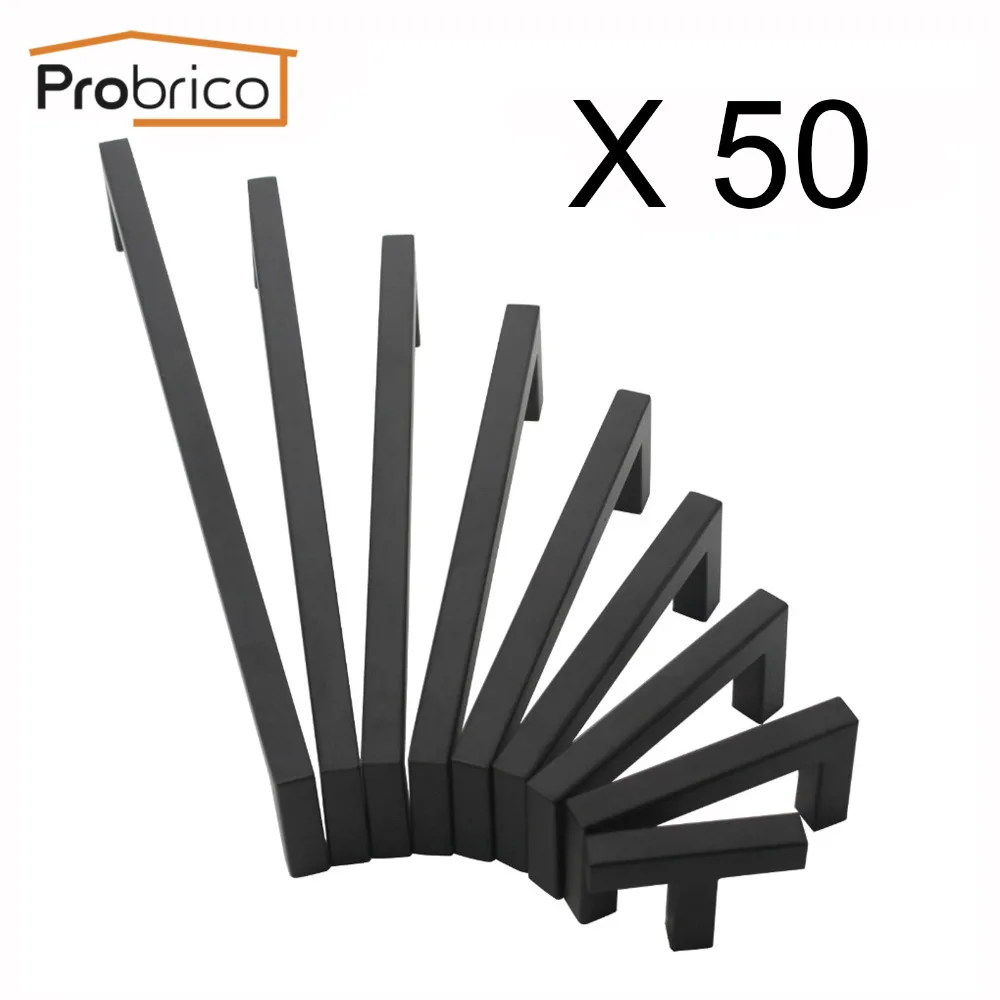 Probrico 50 Pcs Black Square Stainless Steel Cabinet Pulls 2'-10'/50mm-256mm Door Handles Kitchen Furniture Drawer Cabinet Pulls
Probrico 50 Pcs Black Square Stainless Steel Cabinet Pulls 2'-10'/50mm-256mm Door Handles Kitchen Furniture Drawer Cabinet Pulls