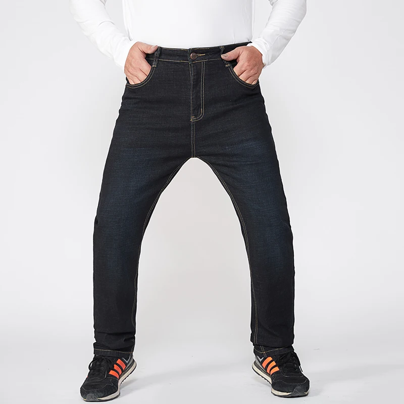 Мужские классические джинсы стрейч размера плюс черные мешковатые свободного