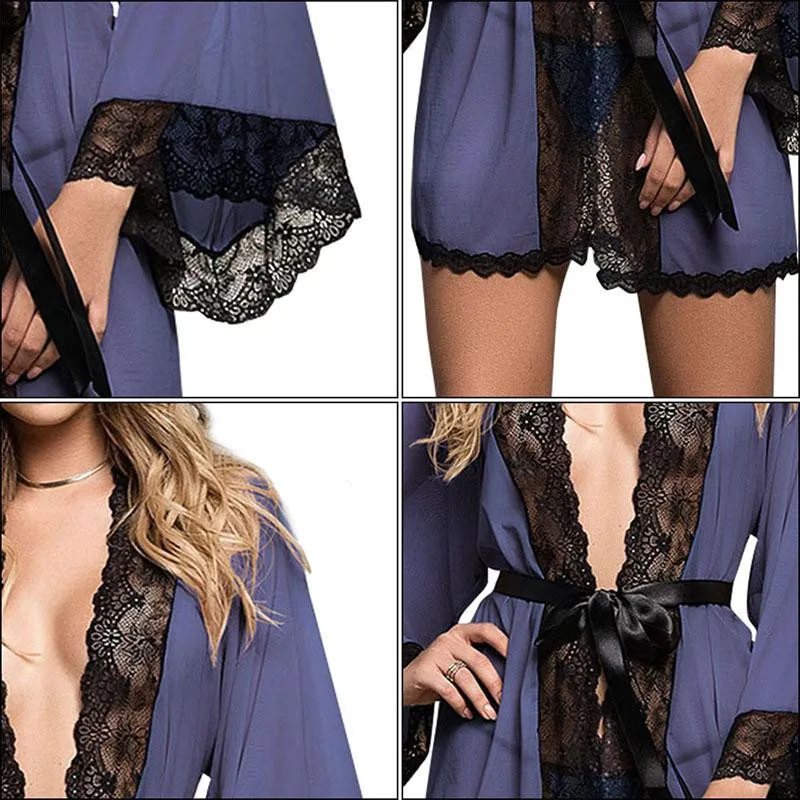 Ladies Night Ночная сорочка из шелкового атласа Babydoll ночная КРУЖЕВНОЙ ХАЛАТ