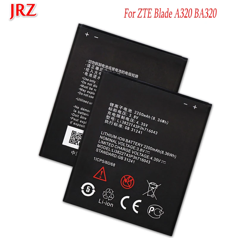 Аккумулятор JRZ 2200 мАч для ZTE Li3822T43P3h716043 сменные батареи телефона Blade A320