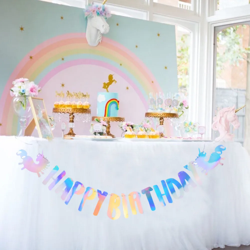 Iridescent Foil Unicorn Party Happy Birthday Banner Bunting Garland String Baby Kids Rainbow 1st Birthday Supplies
Iridescent Foil Unicorn Party Happy Birthday Banner Bunting Garland String Baby Kids Rainbow 1st Birthday Supplies