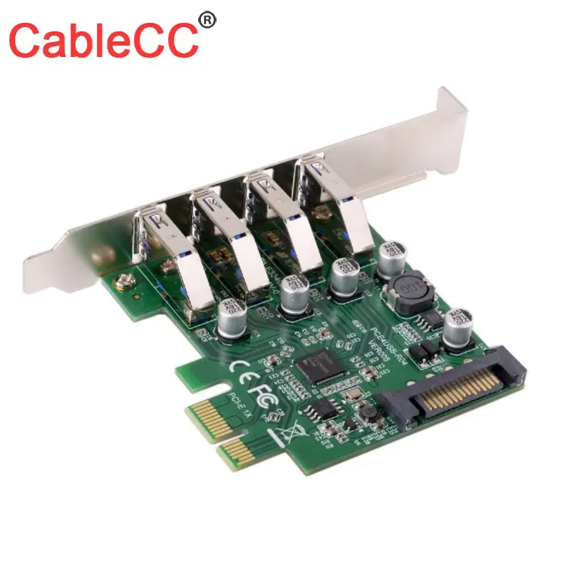 Плата расширения Cablecc с 4 портами PCI E на USB 3 0 5 Гбит/с|USB-хабы| |